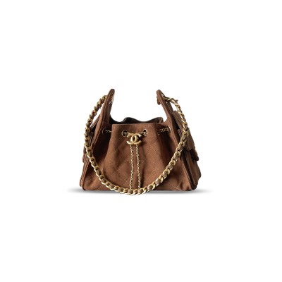 CHANEL 25 MINI HOBO BAG SUEDE AND CALFSKIN AS5631 02 (22*20*12.5cm)